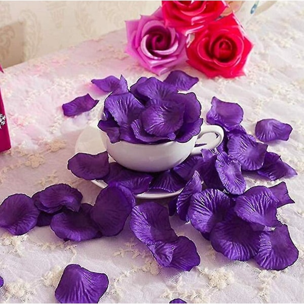 1000 stk silke kunstige roseblader til bryllupsblomsterfest Romantisk nattlilla Bd-yuhao