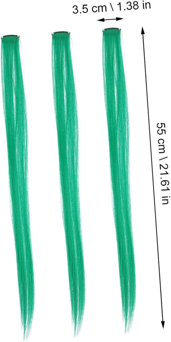 10 stk Hårklemme i extensions Grønne hårextensions for jenter Usynlig klemme