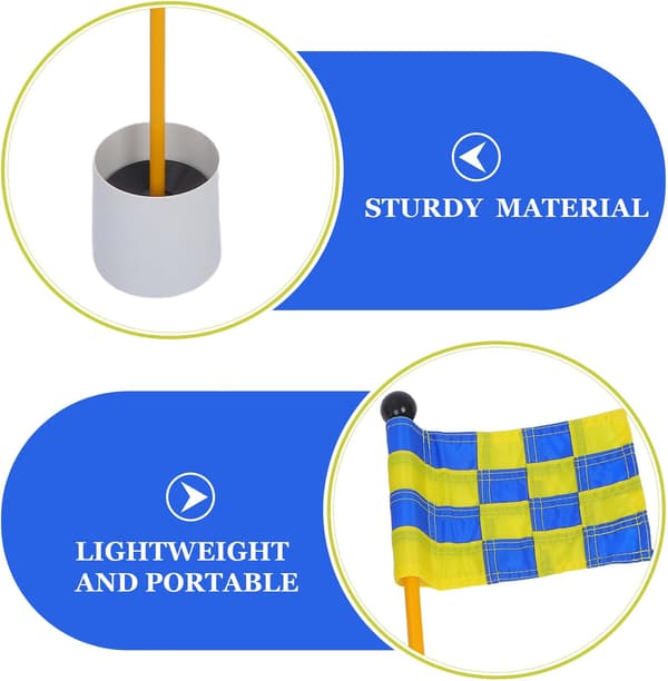 Golf Flaggkit med Rutiga Nylonflaggor, Flaggstång och Hålkopp för Utomhusträning och Trädgårdsövning