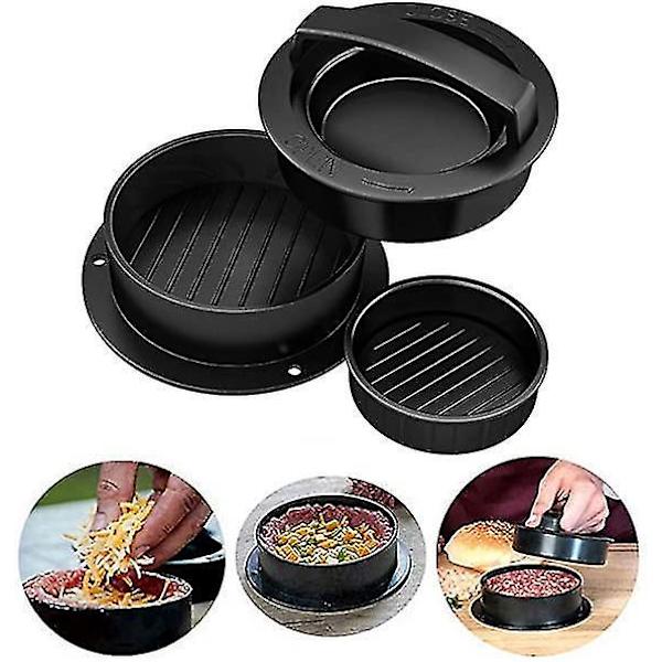 3 i 1 Hamburgerpresse, Non-stick Maskinsett med 50 Gratis Papirer
