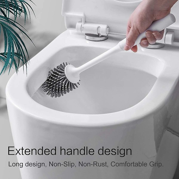 WC-harja ja teline, seinäkiinnitys, seisova, silikoninen WC-harjasarja, pitkä kahva