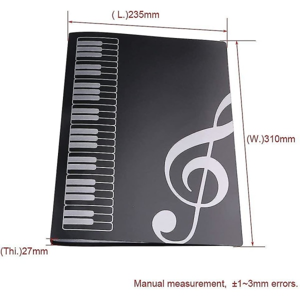Musikfilmappe A4-størrelse Nodemappe Papirdokumenter Musiktema 40 lommer Opbevaringsmappe