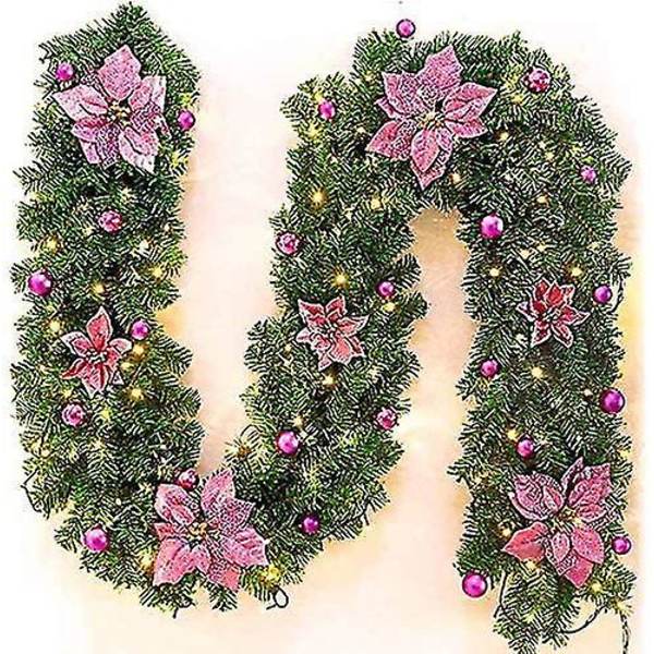 Julekrans Ornament 2.7m LED Lys Simuleret Blomst Vine