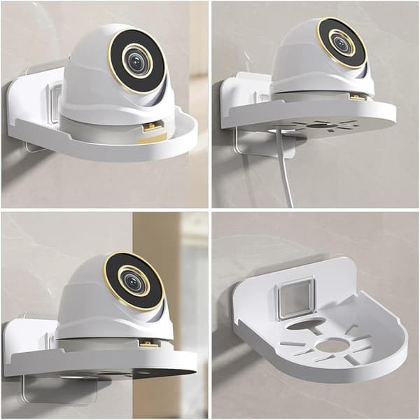 2 st säkerhetskamera väggfäste flytande hylla PC-material ingen borrning kraftig enkel stil vit väggstativ för kakel