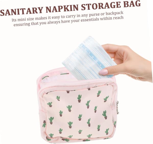 6 stk. kompakt bomullsveske for menstruasjonsbind for kvinner, oppbevaringspose for menstruasjonsbind