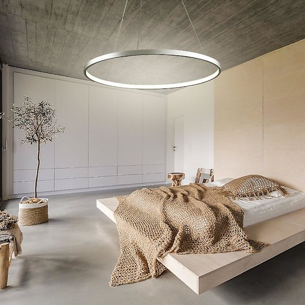 1-lys 60 cm LED-pendellampe i metall og akryl, rund
