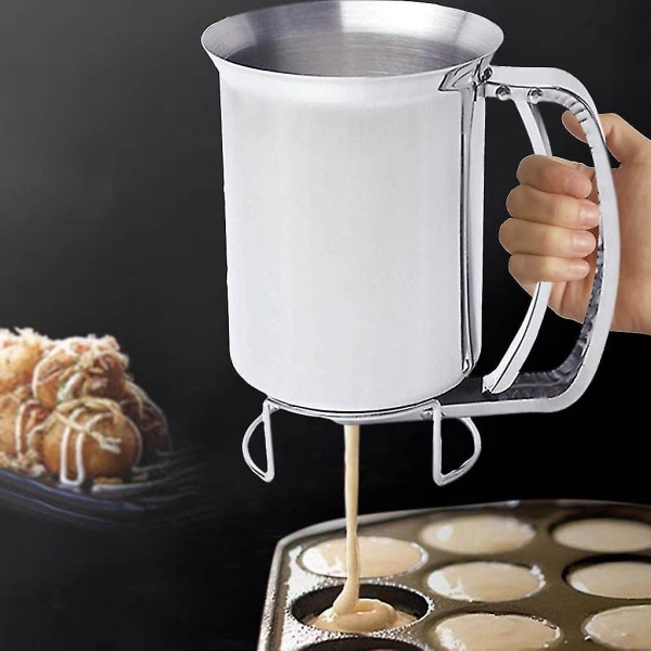 Kagedej Dispenser, Perfekt Værktøj, Håndholdt Rustfrit Stål Dej Dispenser Blandingsdej Dispenser (farve: sølv) (1 stk)