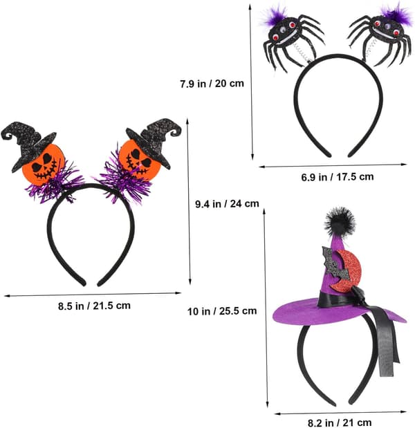 3 stk. festhodebånd Halloween festhatter Halloween hodebånd bulk Halloween hodeplagg festhodeplagg