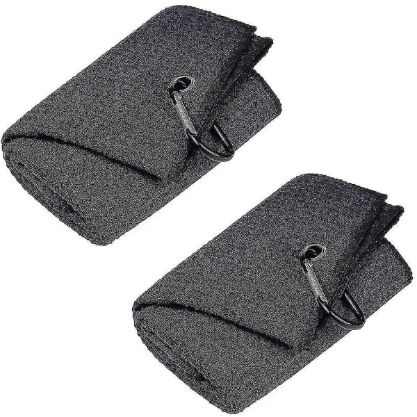 Golf håndklæder, sports håndklæde, mikrofiber golf håndklæde, hurtigtørrende håndklæde 2 stykker sort