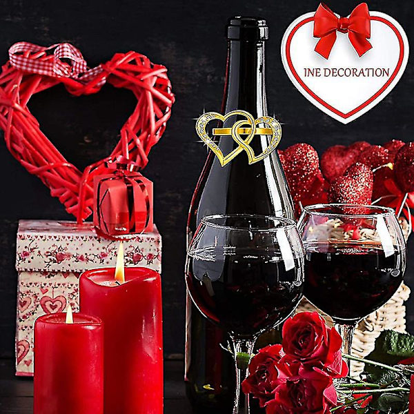 12 st Valentine Servett Ring Spänne Hållare Hjärta Kärlek Servett Ring Dubbel Hjärta Servett Ringar Metall Na