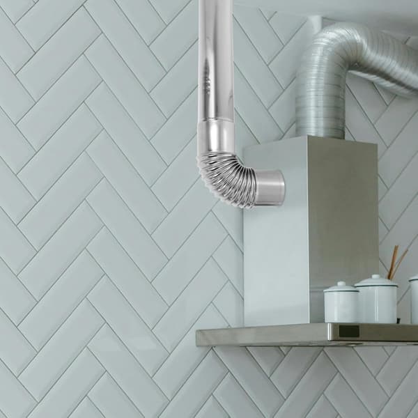 3 stk. rett rør i rustfritt stål for ventilasjon med 90° albuekobling, enkel å installere, solid metallventilasjonsrør