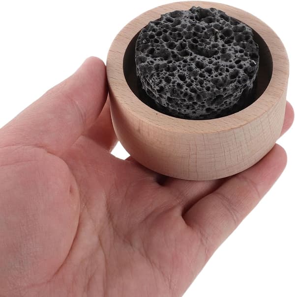 Vulkanisk sten aromdiffusor med bas i bokträ, naturlig lavasten passiv diffusor