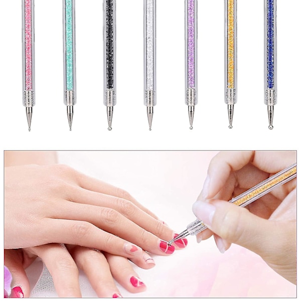 7 stk. Neglekunst Liner Pensler, Neglekunst Punkt Bor Tegning Pen Dobbelt Endet Dotting Værktøjs Sæt