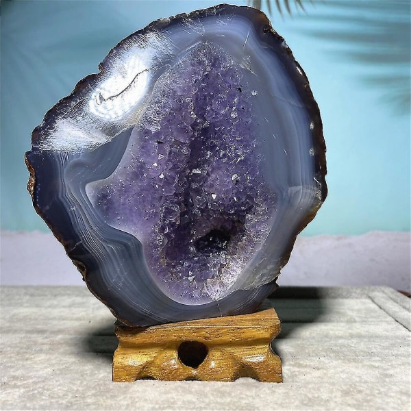 Ametyst Natursten Krystall Healing Geode Druzy Edelstener