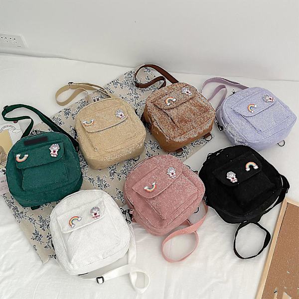 Kvinnors Corduroy Ryggsäck Väska Konvertibel Dammode Casual Dagryggsäck Resa Liten Skol Axelväskor Green