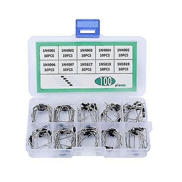 100pcs 10values Rectifier Diode Assortment Kit Set 1n4001