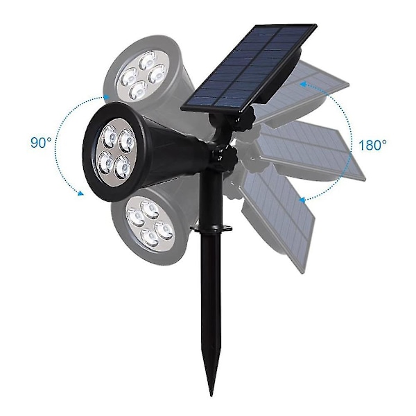 1/2/4 Pakker Grønne LED Solcellelamper Solspotlight Vanntett Solcellevegglampe Solhagelampe Solcellelampe Utendørs 2 Packs