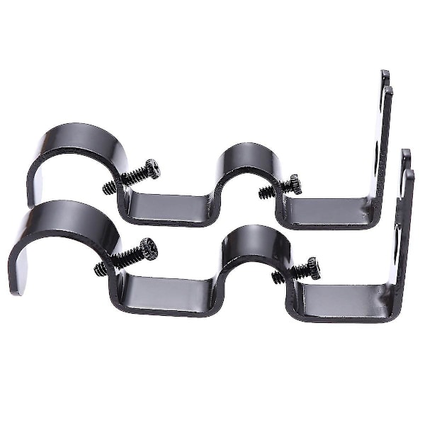 2 stk 18-22 mm Premium Robuste Dobbel Gardinstang Brakett Holdbar Jern Gardinstang Gardin Draperi Stang Holder