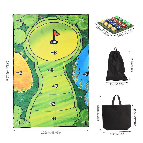 Bærbar golftræningsgummimåtte 4 bolde Swing Detect