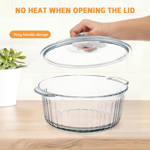 4l Glass Cookware Set Gryta Rund Hög Borosilikatglas Säker Matlagning