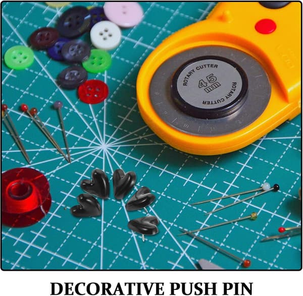 Dekorative Sorte Hjerteformede Tegnestifter 30 stk. Sæt Uregelmæssigt Design Push Pins