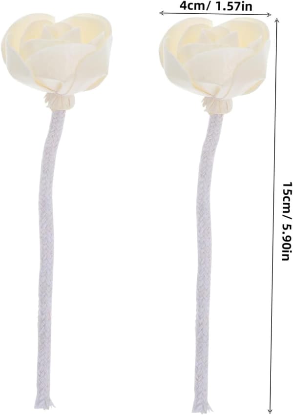 2 stk. små kunstige blomsterdiffuserhoder med bøybare bomullstau