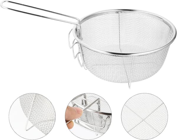 Friturekurv i rustfrit stål med foldbart design, rund oliesi til køkkenbrug