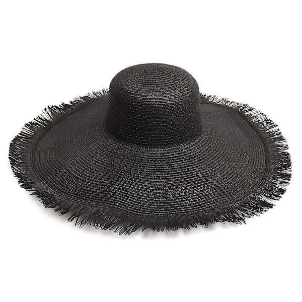 Unisex Sommarstrand Halmvävd Hatt Jazz Andningsbar Hatt Stor Brätte Keps Black