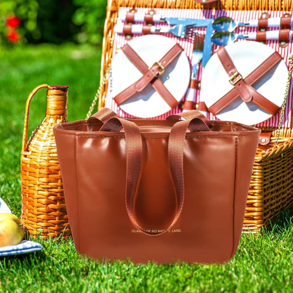 Kaffe Pu Tote Bag Bento Box Bag Stor Kapasitet Kompakt Isolert