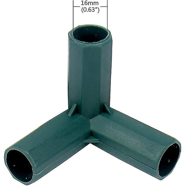 3 Vejs 16mm Albue PVC Rørfitting Byg Robust Drivhusramme Møbelforbindelser Teltsammenføjning (10 stk., grøn)