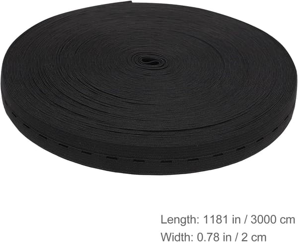 Knapphull elastisk bånd DIY sying elastisk linning justerbar mammabelte svart 20mm bredde 30m rull