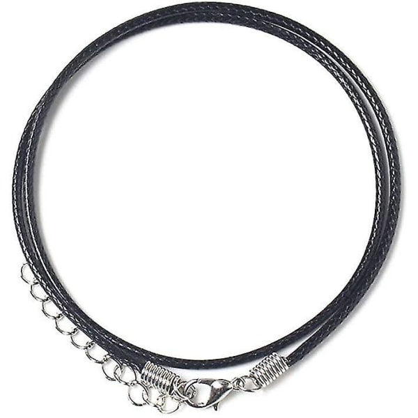 Voksbehandlet bomuldssnor 2 mm 50 Pack sort læder halskæde lås