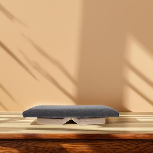 Vikbar träbänk djupt grå pall för meditation och bön med ergonomisk sned sits