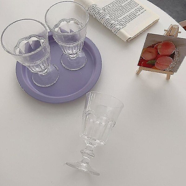 1 st. Goblet med full atmosfär Retro Court Glas Relief Vin