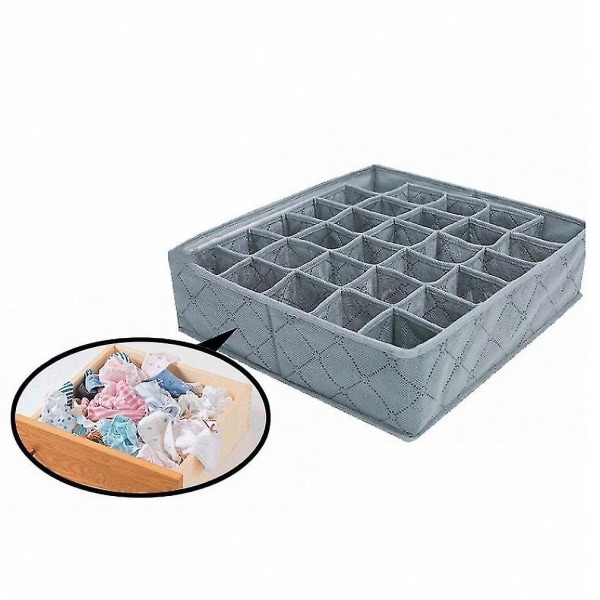 Charcoal 30 Cell Sammenleggbar Bambus Undertøy Sokker Box