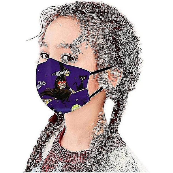 Barnansiktsmask Halloween Söt Cartoon Print För Skola Utomhus Återanvändbar För Barn B