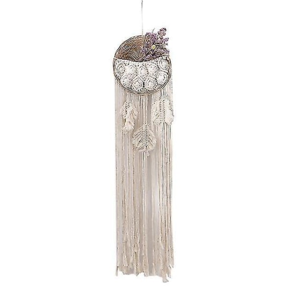 25x100cm Blonder Macrame Væghængning Boho Blomsterpotte Rattan Kurv
