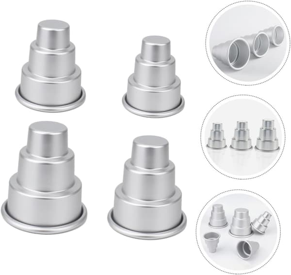 4 stk. 3-lags kageforme Mini kageforme Aluminiumlegering Kreative bageforme