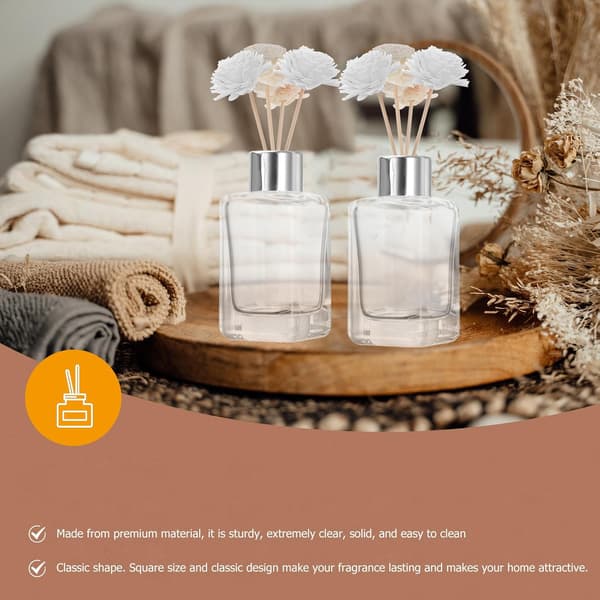 4 st glasdiffusorflaskor med silverlock 50 ml klassisk fyrkantig design påfyllningsbar parfymhållare