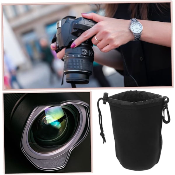 Rejseobjektivbeskytter Kameraobjektiv Etui Snørepose til Opbevaring af DSLR-objektiver