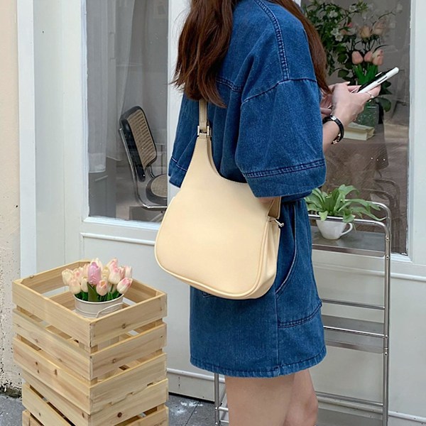 Trendy Litchi Mønster Underarm Taske Skuldertaske Læder Crossbody Taske All-match Yellow