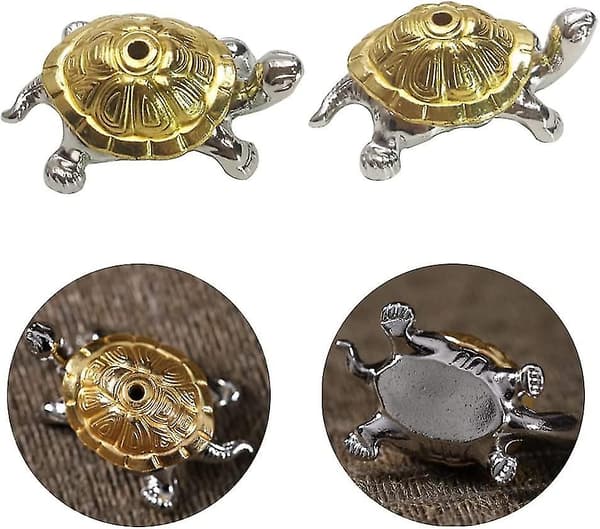 Messing Røgelsebrænder Skildpaddeformet Røgelseholder Gylden Røgelsespindholder Til Røgelse Hjem Soveværelse Yogarum Tehus (Guld Og Sølv 2stk)