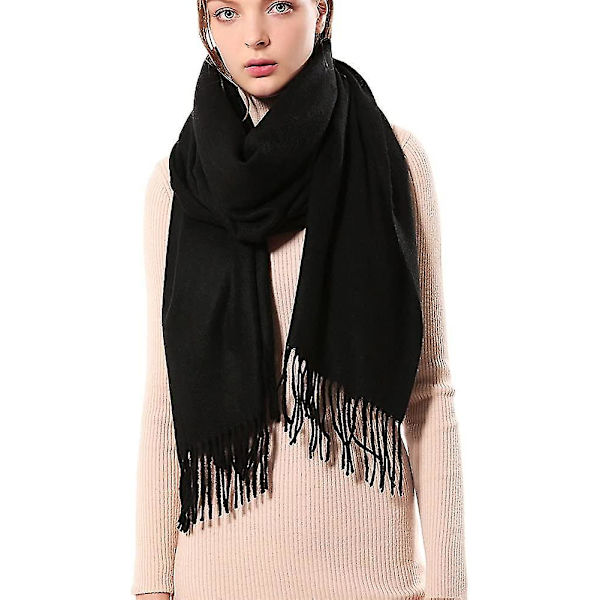 Dam Pashmina Sjal i Tjock Mjuk Kashmirull - Varm Enfärgad Stole