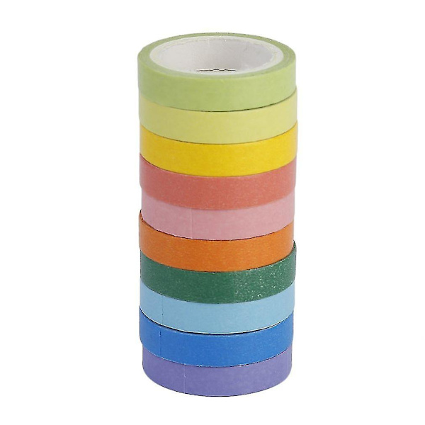 10 kpl Värikkäitä Makeisnauhoja Minisetti 8mm Washi Tarra