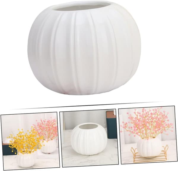 Modern Keramisk Blomvas Pumpaformad Vit Keramisk Blomsterarrangemangsvas
