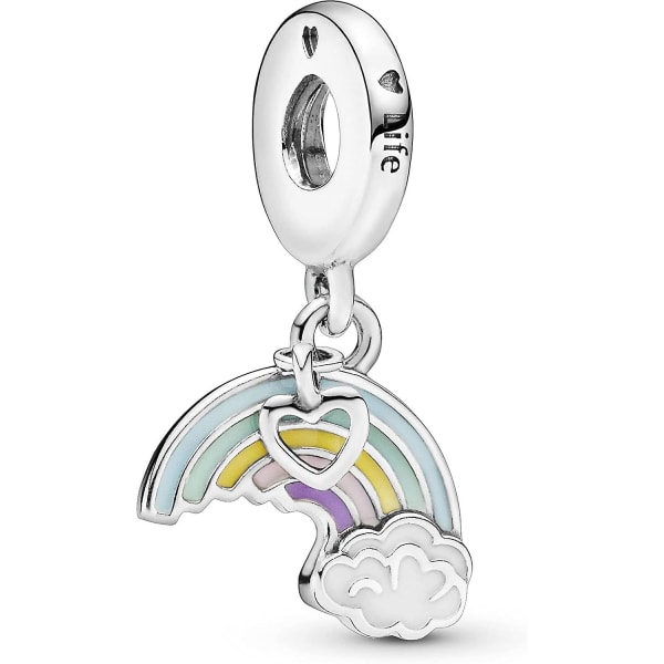 Dangle-berlock i silver med regnbåge för Lmell-armband för kvinnor