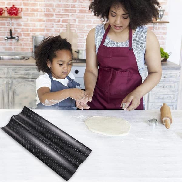 2-spaltet non-stick brødrist bageplade i rustfrit stål med bølget design, pladsbesparende og nem