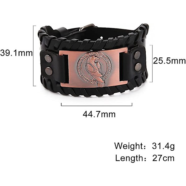 Læderarmbånd til Mænd Sort Brun Wrap Bælte Ravne Armbånd Nordisk Keltisk Pagan Amulet