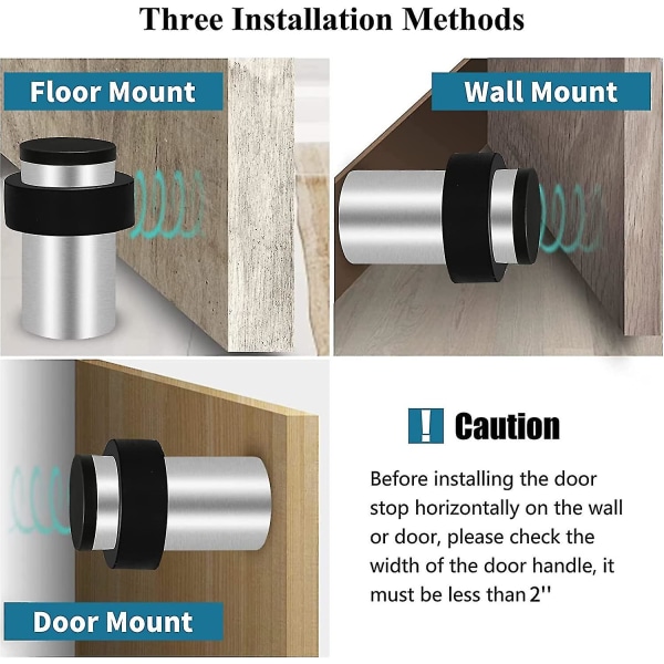 Dørstopp, Gulv- og Veggmontert Dørstopp Med Gummibumper, Heavy Duty Gave
