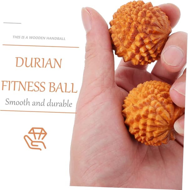 6 stk. håndtræningsbolde Durian-formede massagebolde Træhåndbolde Fritid